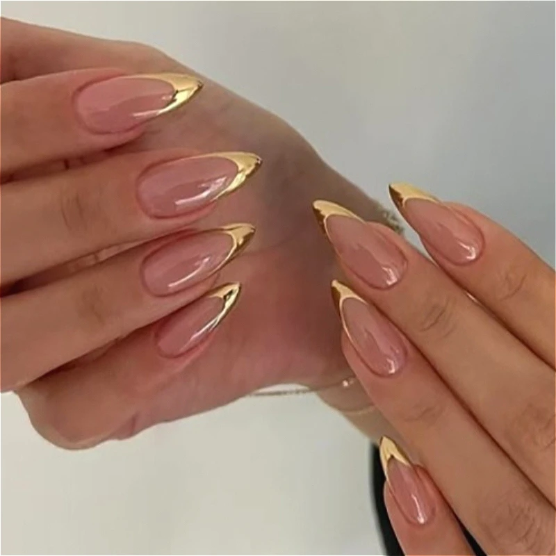 Full Cover Adhesive - 24개 우아한 아몬드 모양 프레스온 네일,
